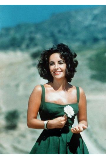 Timeless Grace – Square Neck Green Dress with Floral Detail Inspired by Elizabeth Taylor