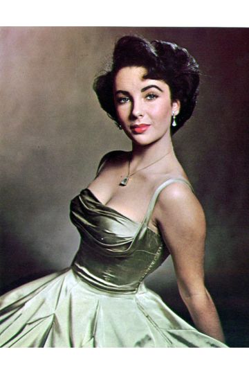 Vintage Allure – Green Satin 1950s Celebrity Dress Inspired by Elizabeth Taylor