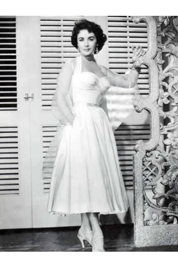 Elizabeth Taylor White Halter Vintage 1950s Dress