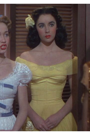 Elizabeth Taylor Yellow Off the Shoulder A-Line Celebrity Dress from Movie A Date with Judy