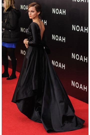Midnight Reverie – Black Satin Long-Sleeve Backless A-Line Gown