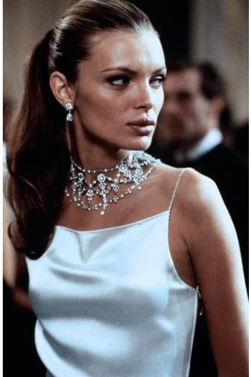 Esther Canadas White Spaghetti Straps Satin Backless Dress "The Thomas Crown Affair"