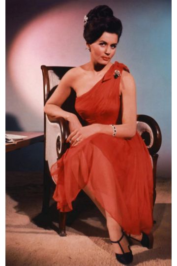Sylvia Trench Red One-shoulder Chiffon Dress 007 Movie James Bond Girl Fashion