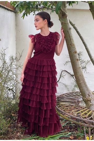 Florence Hunt Inspired Burgundy Celebrity Formal Prom Dress SAG Awards 2021