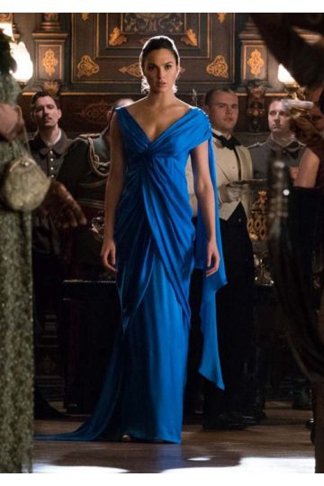 Gal Gadot Blue Formal Dress in Movie "Wonder Woman" Costume
