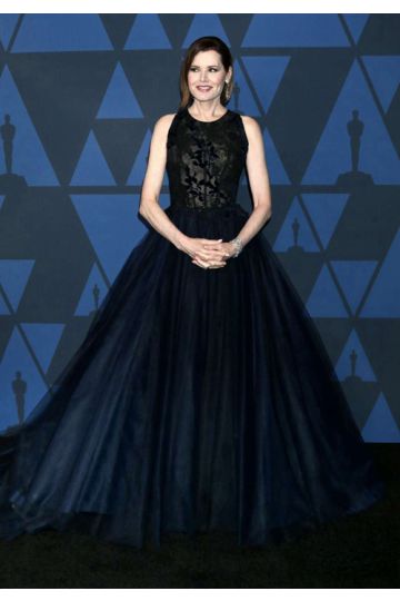 Geena Davis Black Lace Tulle Celebrity Evening Prom Dress Governors Awards 2019