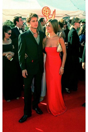Jennifer Aniston Red Strapless Formal Evening Celebrity Dress Emmys 2000