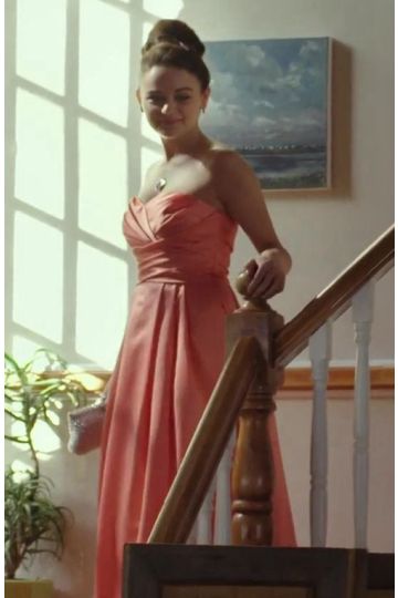 Joey King Coral Strapless Satin Prom Dress in The Kissing Booth Movie