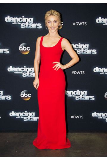 Julianne Hough Red Scoop Neck Formal Prom Celebrity Dress Dancing with the Stars