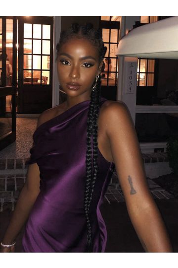 Justine Skye Inspired Purple Satin One-shoulder Celebrity Evening Prom Dress
