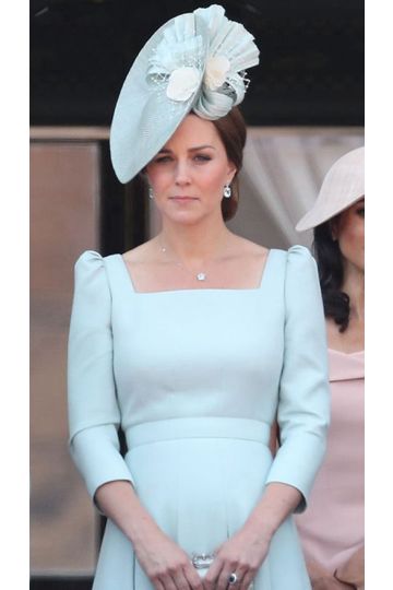 Kate Middleton Inspired Light Blue Midi Length Cocktail Party Celebrity Dress