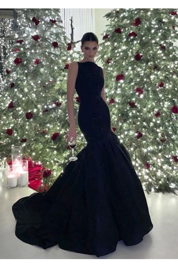 Kendall Jenner Inspired Black Celebrity Evening Prom Dress Christmas Party