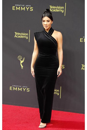 Kim Kardashian Black Velvet Evening Dress Creative Arts Emmys 2019