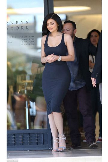 Kylie Jenner Dark Navy Blue Midi Tank Dress