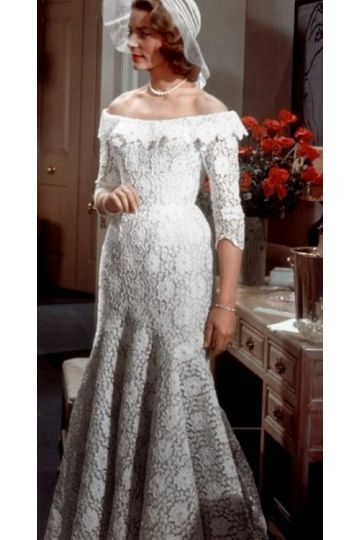 Lauren Bacall White Lace Mermaid Wedding Dress Movie "How to Marry a Millionaire"