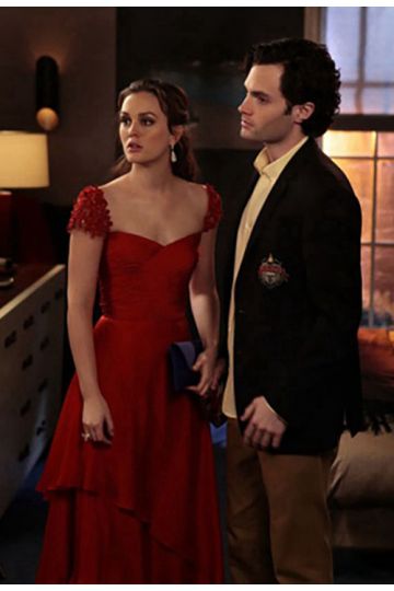 Leighton Meester Blair Waldorf Red Cap-sleeve Formal Prom Dress Gossip Girl