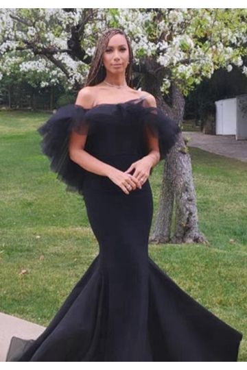 Leona Lewis Black Ruffled Off-the-shoulder Mermaid Formal Evening Dress Oscars 2020
