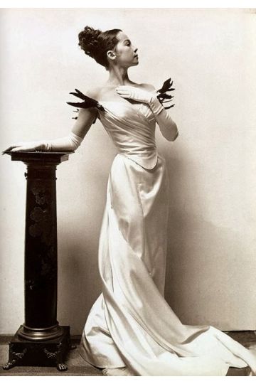 Leslie Caron White Off-the-shoulder Satin Celebrity Evening Dress in 1950s Movie "Gigi"