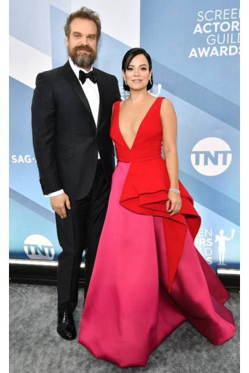 Lily Allen Red Plunging V-neck Formal Prom Celebrity Dress SAG Awards 2020