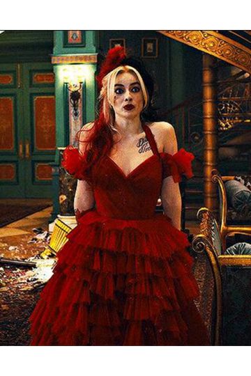 Margot Robbie Harley Quinn Red Dress in Movie The Suicide Squad