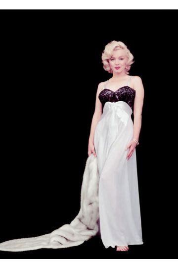 Marilyn Monroe Inspired Black and White Lace Satin 1950s Formal Evening Celebrity Dress