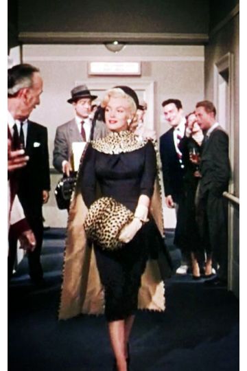 Marilyn Monroe Inspired Black Dress with Leopard Cape and Muff