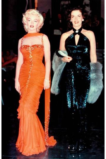Marilyn Monroe Orange Chiffon Formal Dress in Movie "Gentlemen Prefer Blondes"