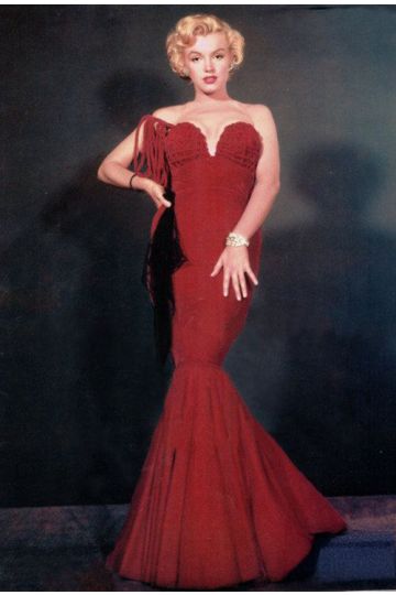 Marilyn Monroe Red Velvet Mermaid 1950s Celebrity Evening Dress Henrietta Awards