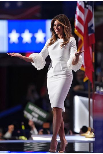 Melania Trump Inspired White Knee-length Cocktail Party Celebrity Dress