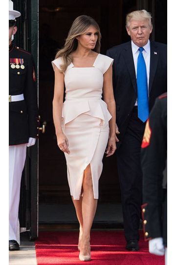Melania Trump Inspired White Midi Dress
