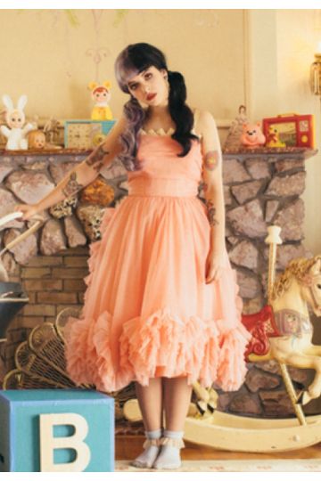 Melanie Martinez Inspired Peach Pink Chiffon Homecoming Prom Dress in Pity Party