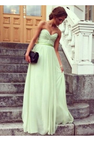 Minted Reverie – Sweetheart Chiffon A-Line Prom Gown  