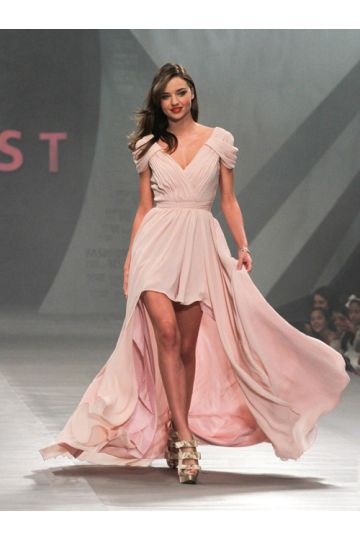 Miranda Kerr Pink High-Low Chiffon Formal Prom Celebrity Dress Liverpool 2011