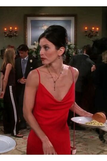 Courteney Cox Monica Geller Red Dress in TV Show "Friends"