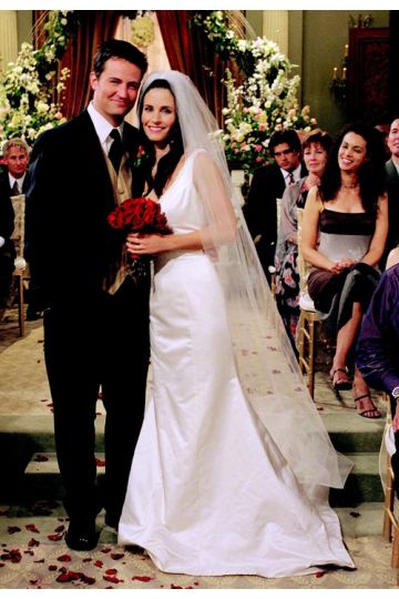 Courteney Cox Monica Geller Wedding Dress in TV Show "Friends"