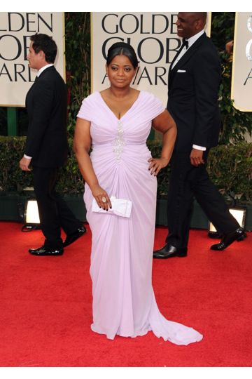 Octavia Spencer Lilac Off-the-Shoulder Celebrity Formal Dress Golden Globes 2012