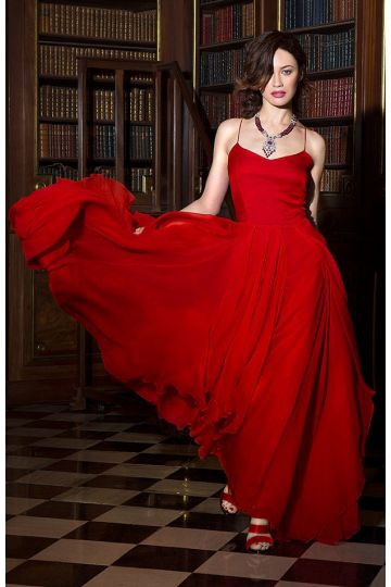 Olga Kurylenko Inspired Red Spaghetti Strap A Line Celebrity Dress James Bond Style