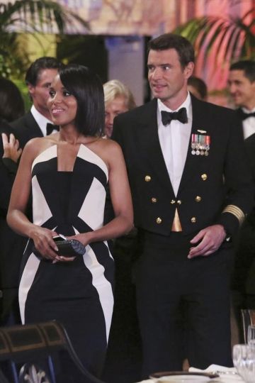Olivia Pope Black and White Strapless Evening Dress from Scandal