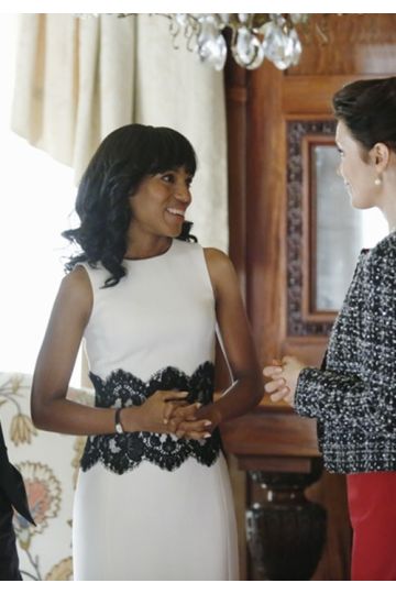 Kerry Washington Olivia Pope White Midi Dress in TV Show "Scandal"