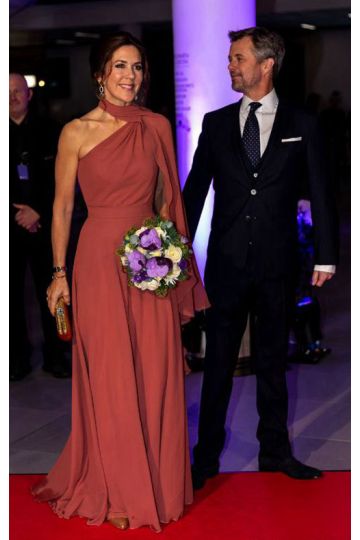 Princess Mary Inspired Dusty Rose Pink One-shoulder Formal Evening Celebrity Dress