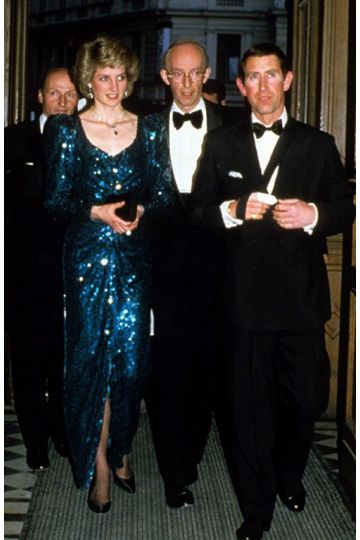 Princess Diana Inspired Teal Blue Sequin Formal Evening Dress