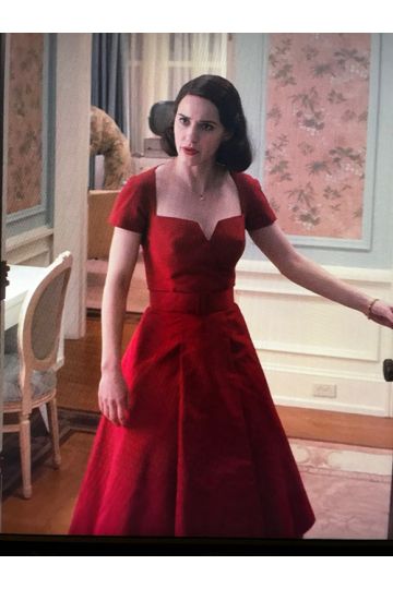 Rachel Brosnahan Red Tea-length Satin Dress The Marvelous Mrs. Maisel