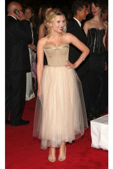 Scarlett Johansson Nude Strapless Tulle Prom Party Dress Met Gala 2008