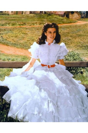 Vivien Leigh Scarlett O'Hara White Ruffled Dress Gone With The Wind Costumes