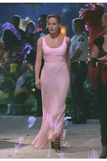 Sharon Stone Pink Scoop Neck Satin Sheath Prom Dress The Specialist