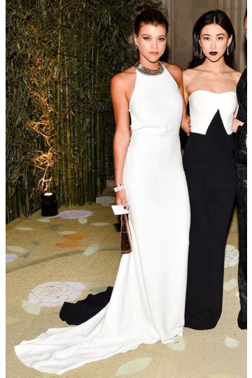 Sofia Richie White Halter Backless Formal Dress Met Gala 2015