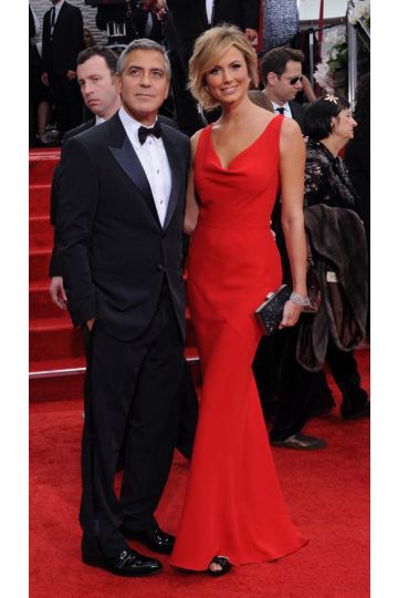 Stacy Keibler Red V-neck Mermaid Formal Dress Golden Globe Awards 2012