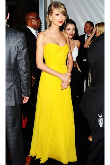 Taylor Swift Yellow Dress Golden Globes 2015 Party