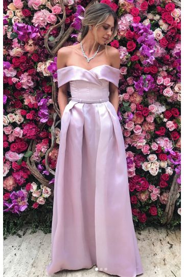 Lilac Enchantment – Off-the-Shoulder Satin Corset & Palazzo Jumpsuit
