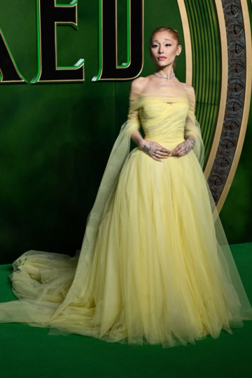 Ariana Grande Inspired Yellow Off-the-Shoulder A-line Evening Gown - main reference image